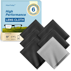 Six-pack Japanese-style premium microfiber glasses cleaning cloths (6x7 inches) in dark gray