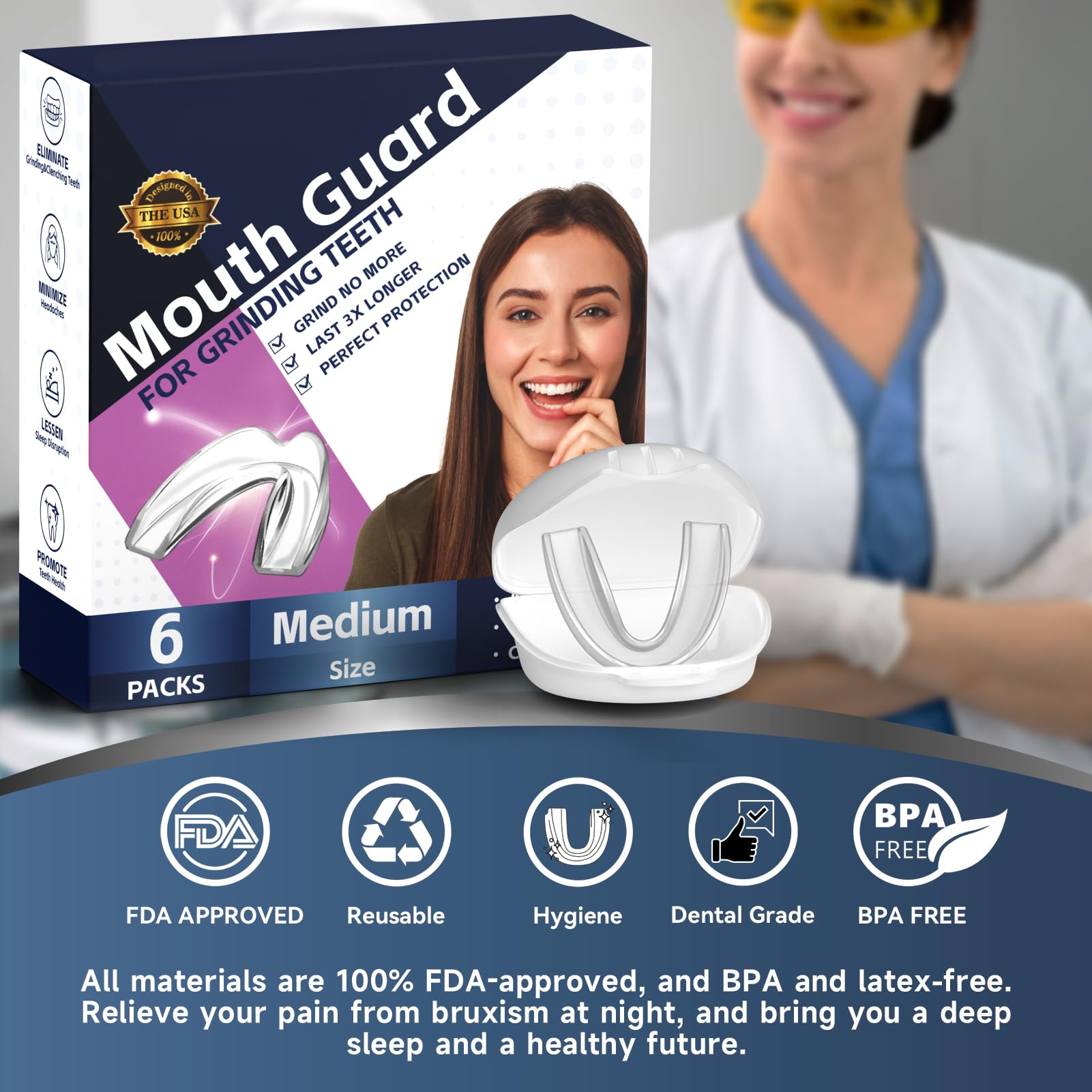 Bruxism relief and TMJ support with custom fit