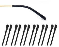 Six pairs of 1.0–1.5mm silicone temple tips for black metal eyeglasses