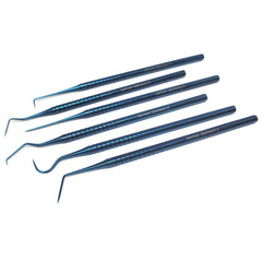 6-piece titanium coated dental tartar scraper tools set in blue