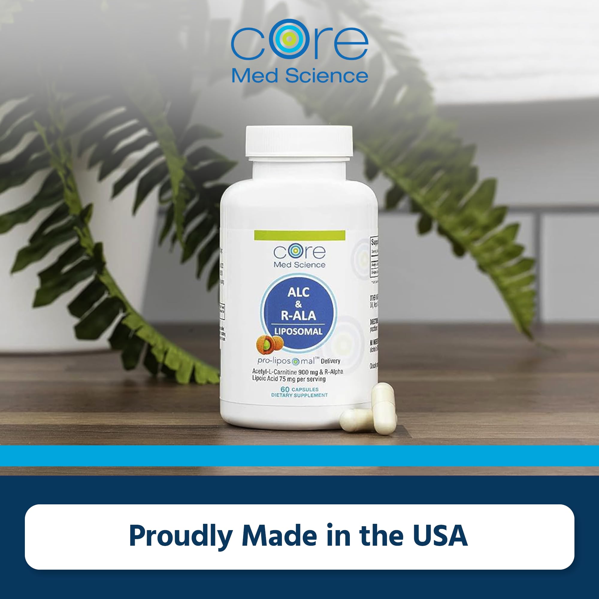 Front packaging of Core Med Science Liposomal ALC & R-ALA 60 capsules