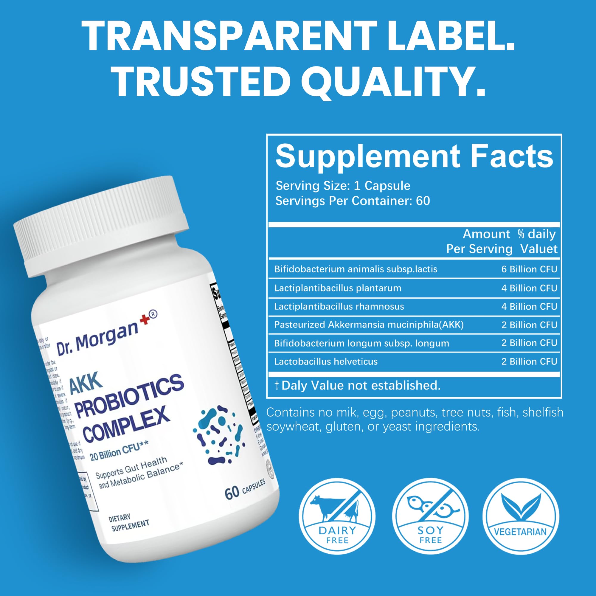 Label showing 60 capsules per bottle