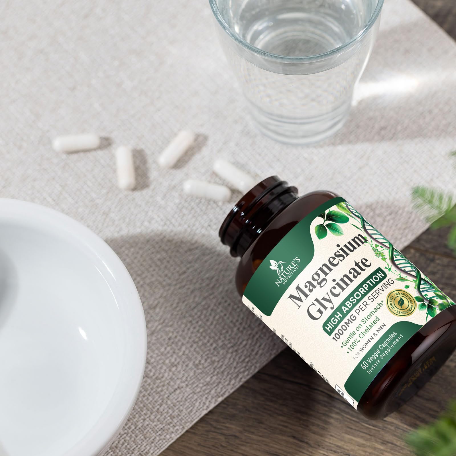 60-count packaging for Magnesium Glycinate 1000mg