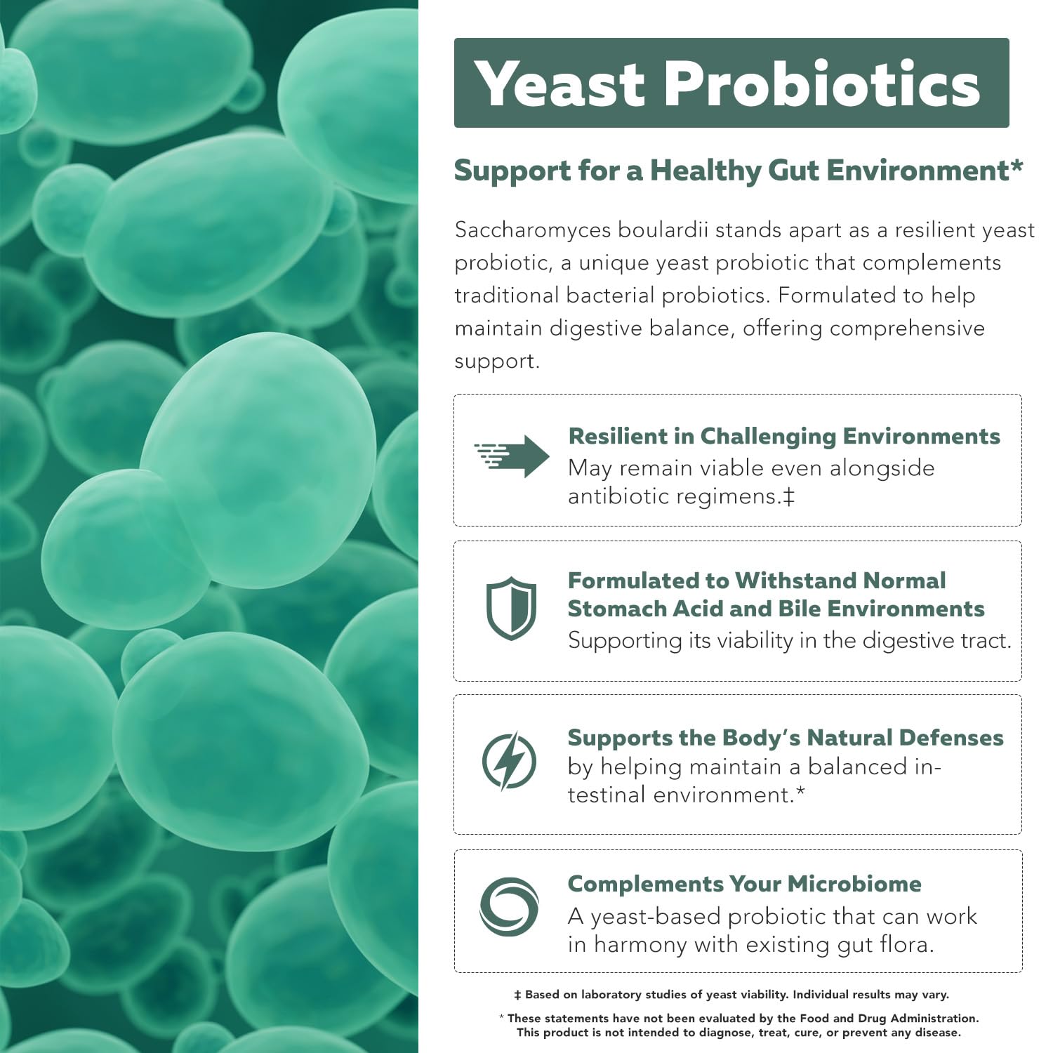 60-count organic Saccharomyces boulardii probiotic bottle