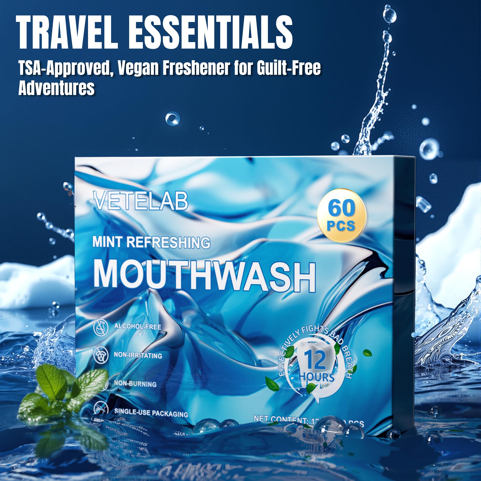 60-pack mouthwash box for travel toiletries