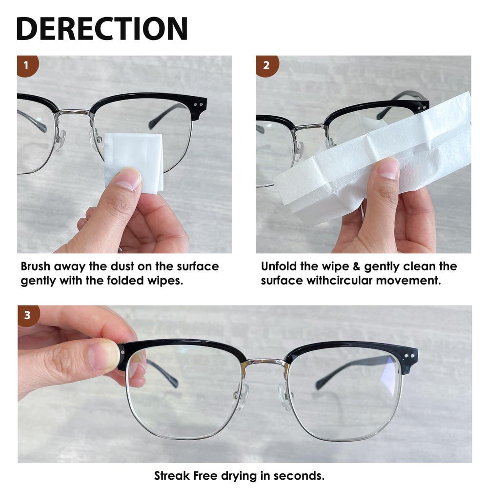 Ammonia-free, scratch-free lens cleaning wipes