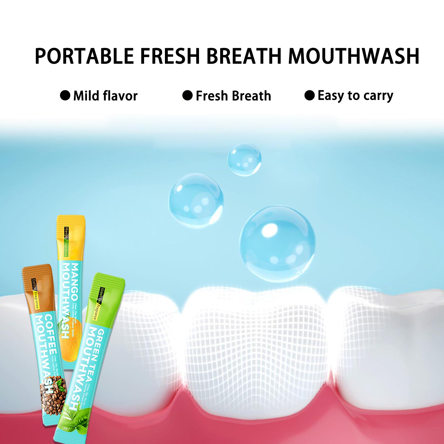Single mini travel mouthwash sachet for convenient packing