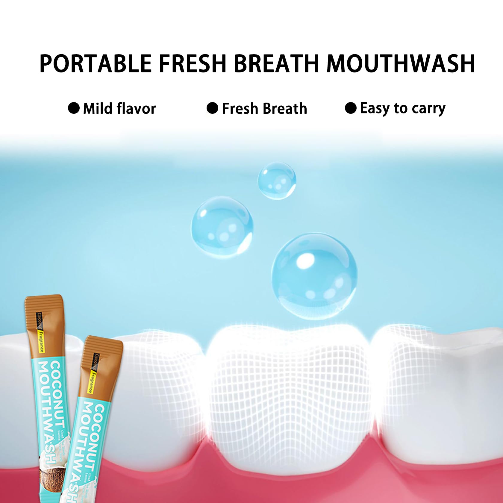 Portable mini mouthwash sachets ready for travel