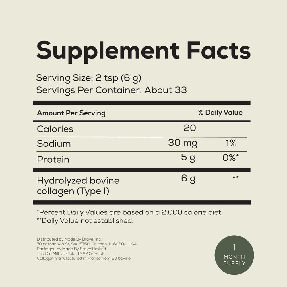 Serving size 6g of collagen per serving