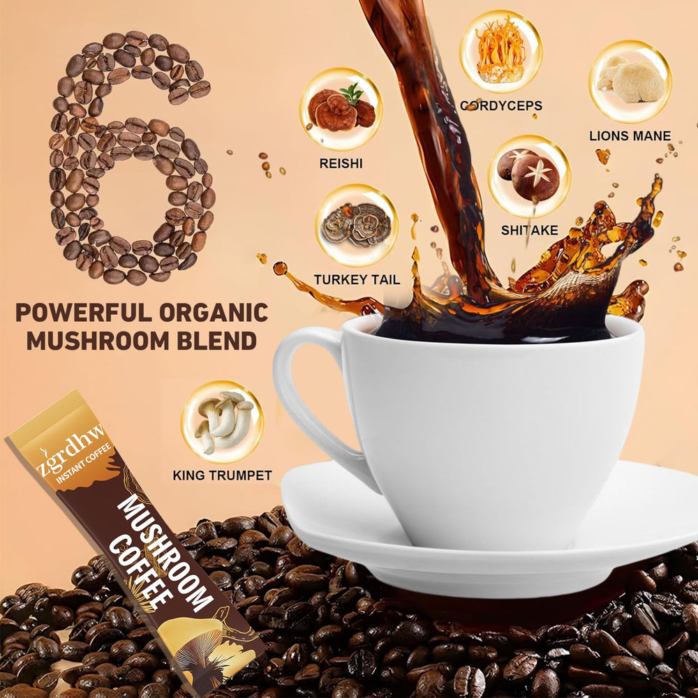 Single 6g coffee sachet dissolving in hot water.