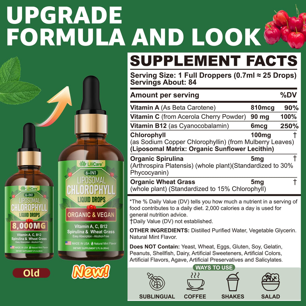 6-in-1 greens formula with spirulina and wheatgrass