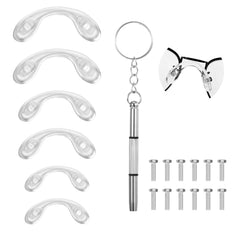 Transparent silicone eyeglasses nose pads set (6 pcs) with removal tool