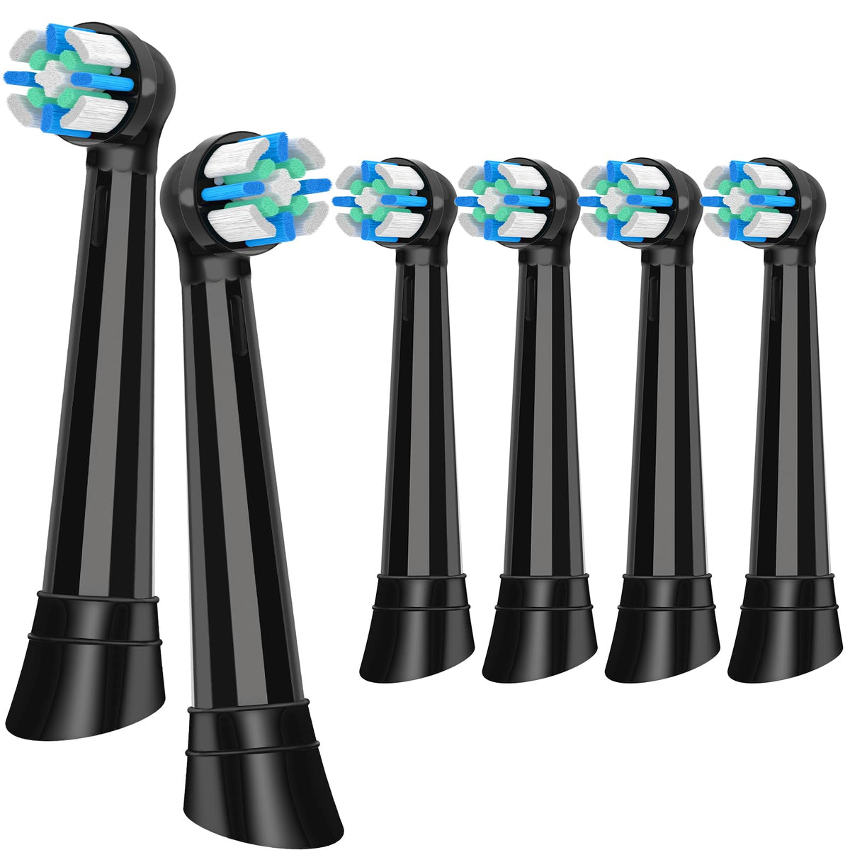Six-pack iO replacement brush heads in black packaging