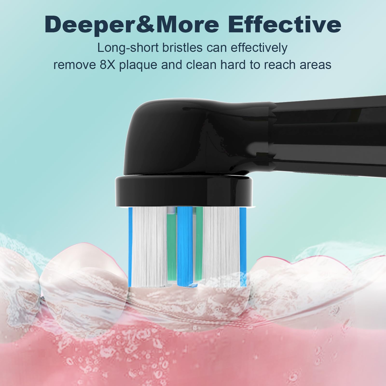 Six replacement heads arranged for Oral-B iO series compatibility