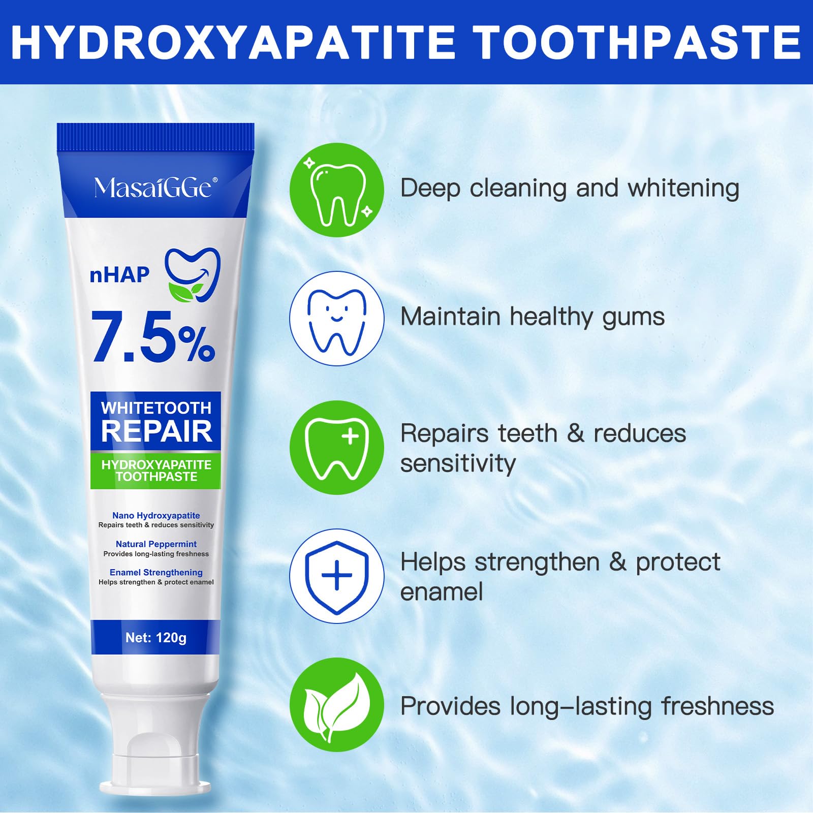 Tube showing enamel protection with 7.5% hydroxyapatite