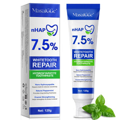 Front view of 120g fluoride-free hydroxyapatite toothpaste with 7.5% formula