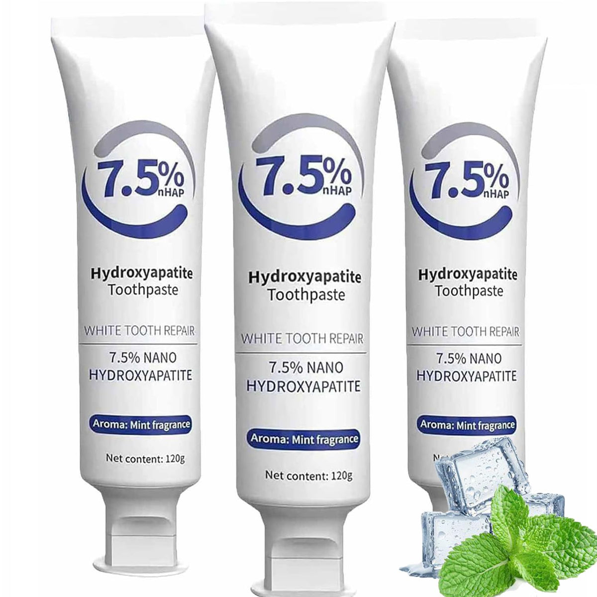 Bottle of 7.5% hydroxyapatite toothpaste