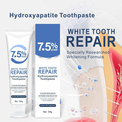 Product packaging showing two-pack hydroxyapatite toothpaste
