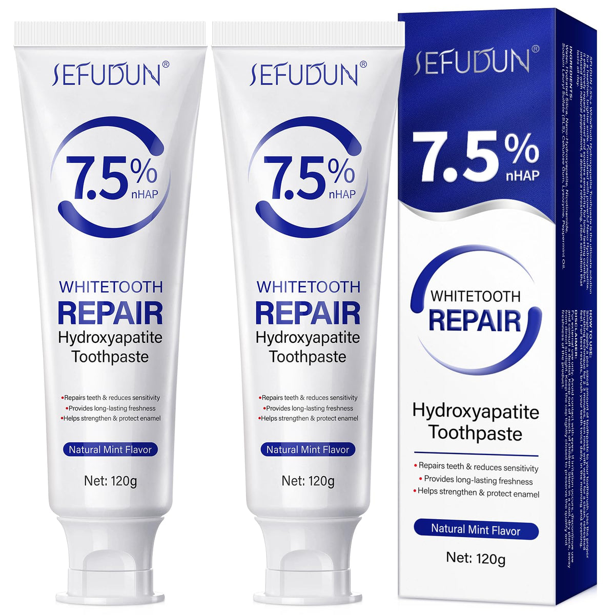 7.5% nano hydroxyapatite toothpaste 2-pack product main image