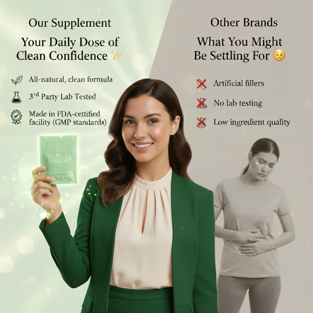 Woman taking a daily capsule for gut health