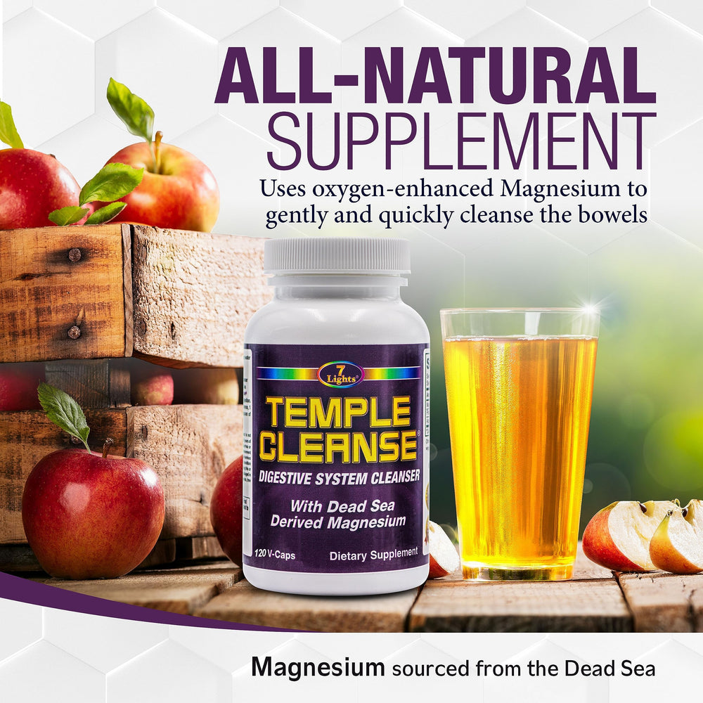 7 Lights Temple Cleanse bottle label closeup reveals Dead Sea minerals