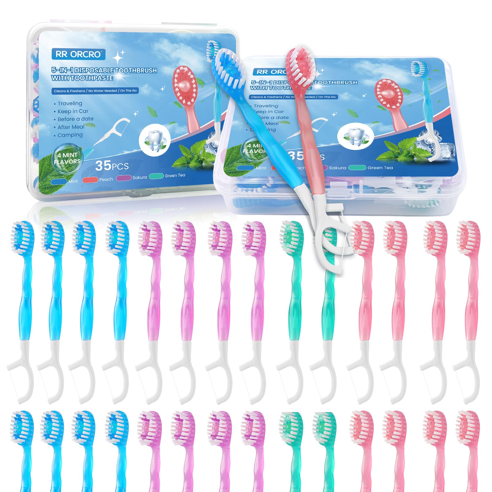 Box and packaging for 70Pack Mini Disposable Travel Toothbrushes