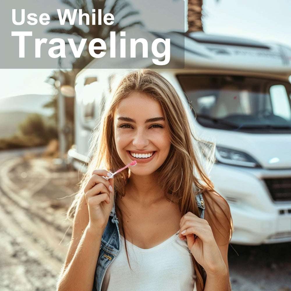 Peach flavor mini disposable travel toothbrush