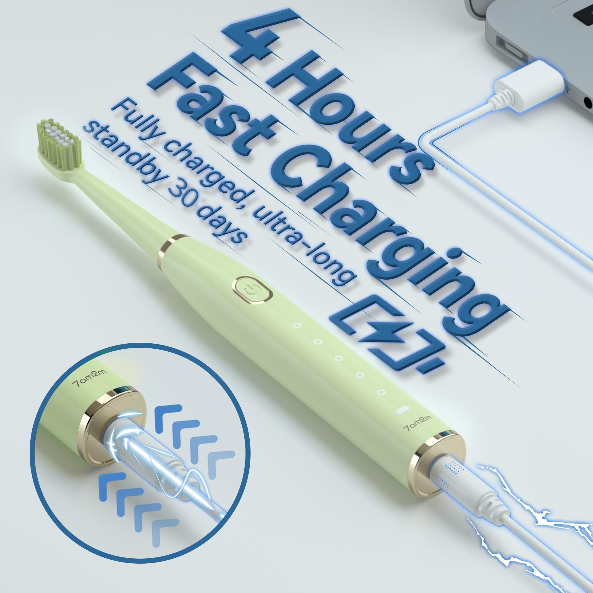 7AM2M Sonic Electric Toothbrush with 8 replacement heads