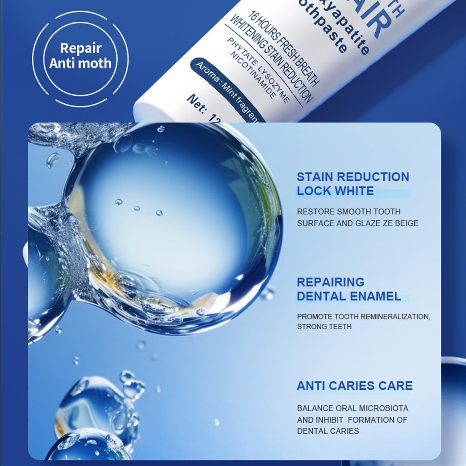 Travel-size 7.5% hydroxyapatite toothpaste for daily care