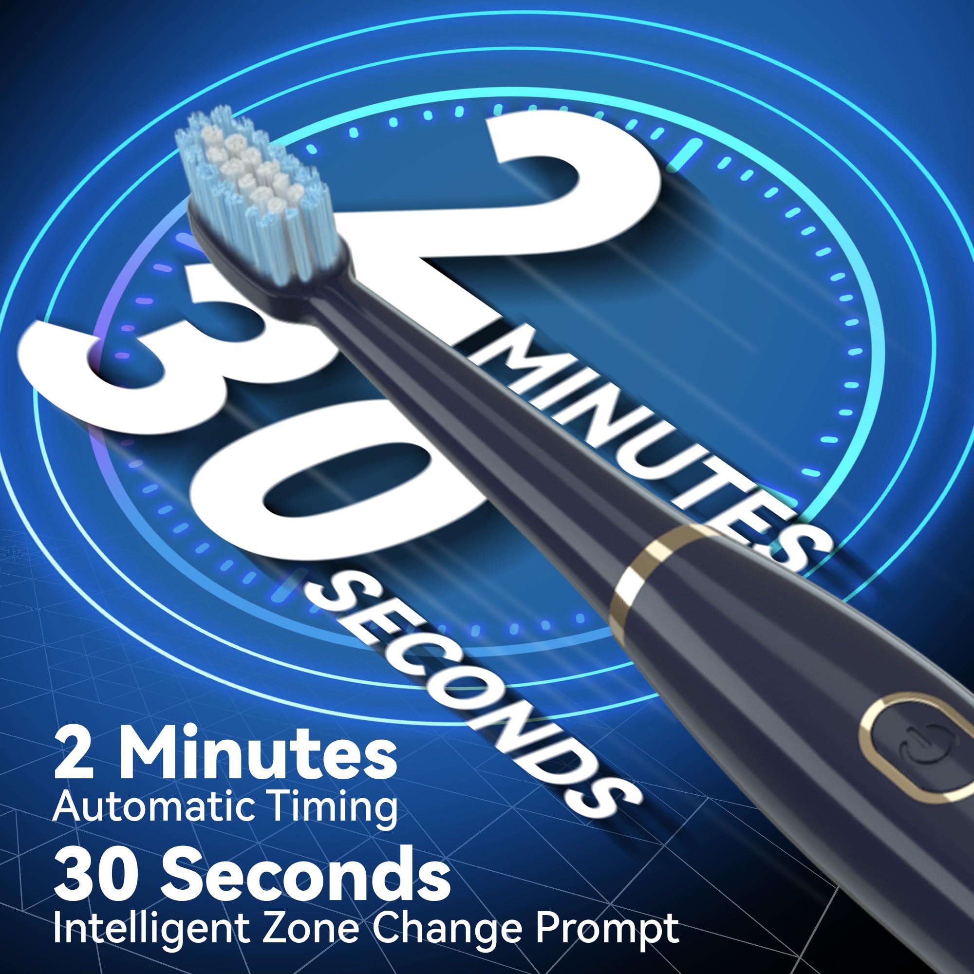 Built-in 2-minute timer feature on 7AM2M toothbrush