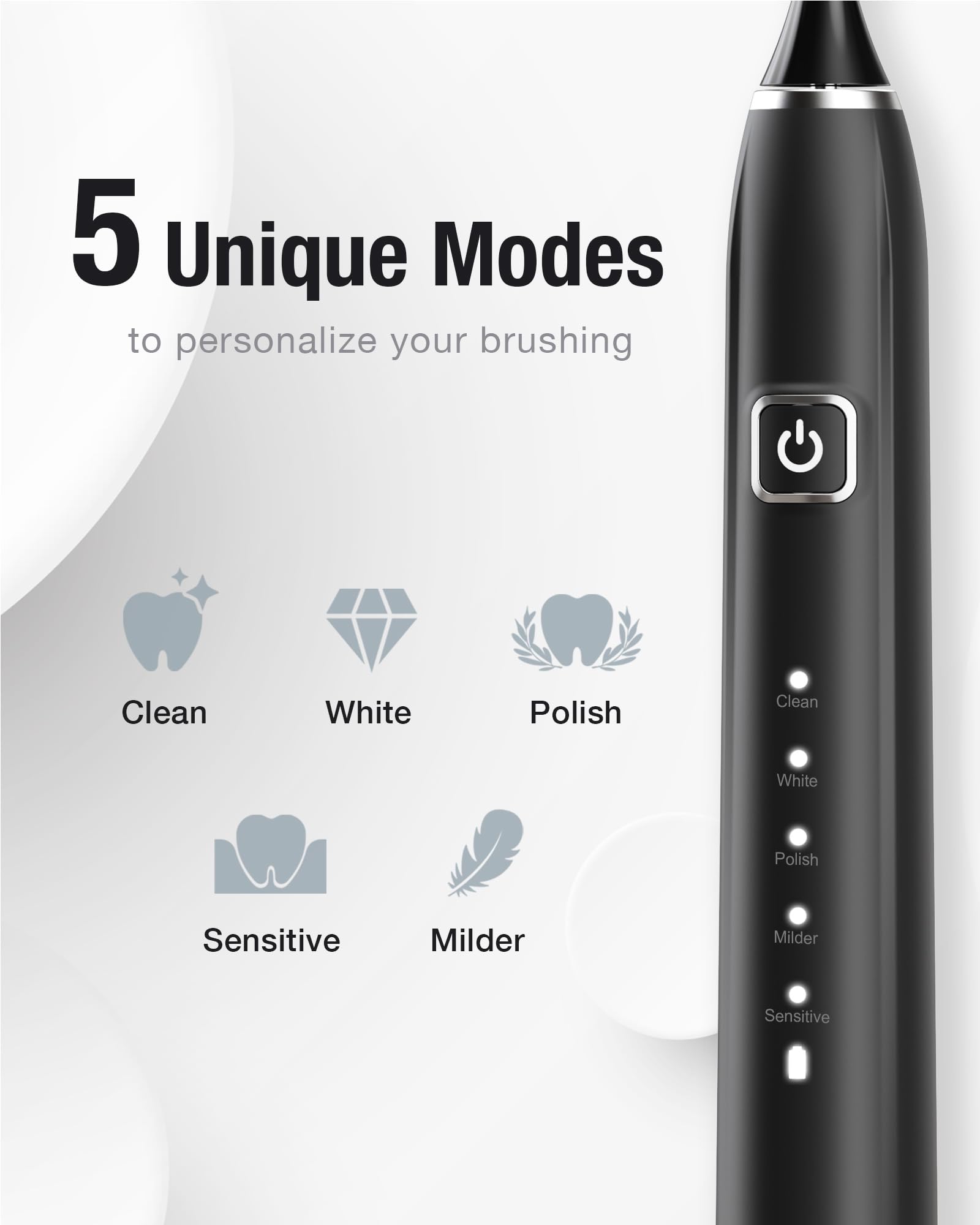 7AM2M Sonic Electric Toothbrush Black with indicators