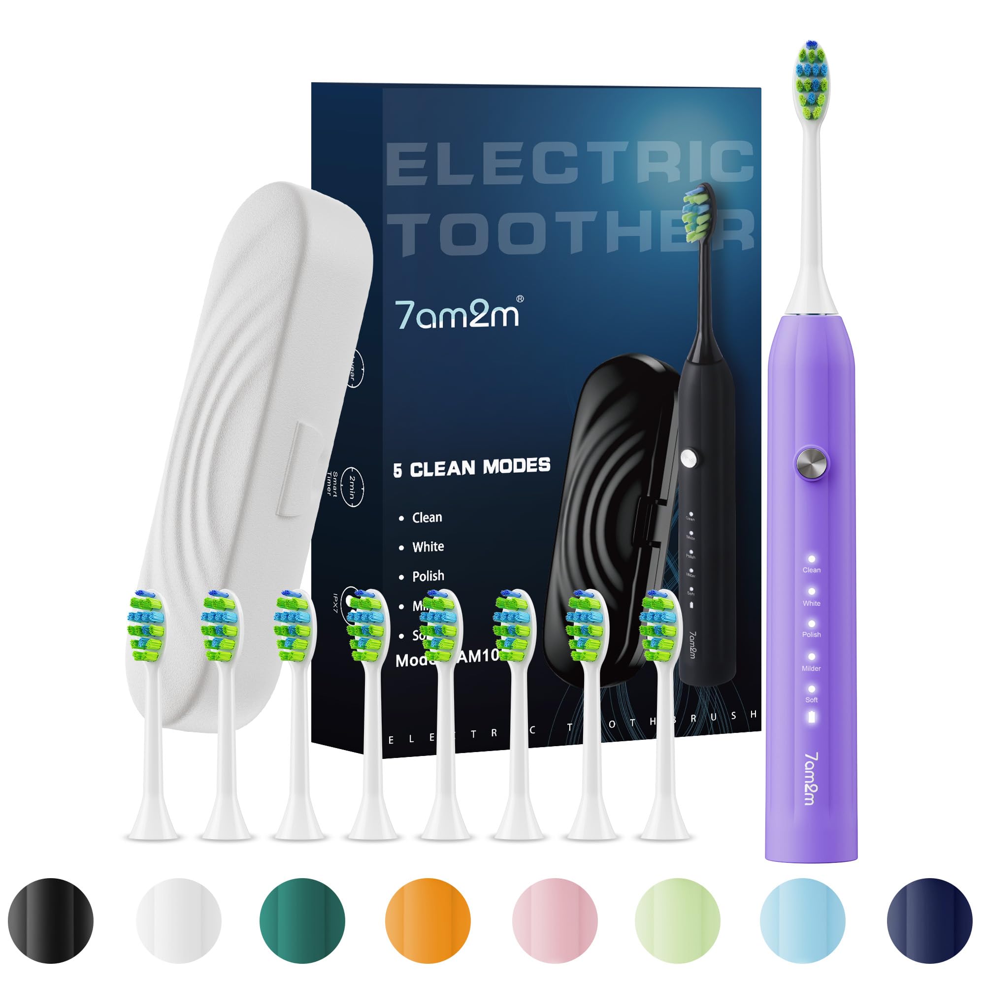 Purple 7AM2M sonic electric toothbrush – front view