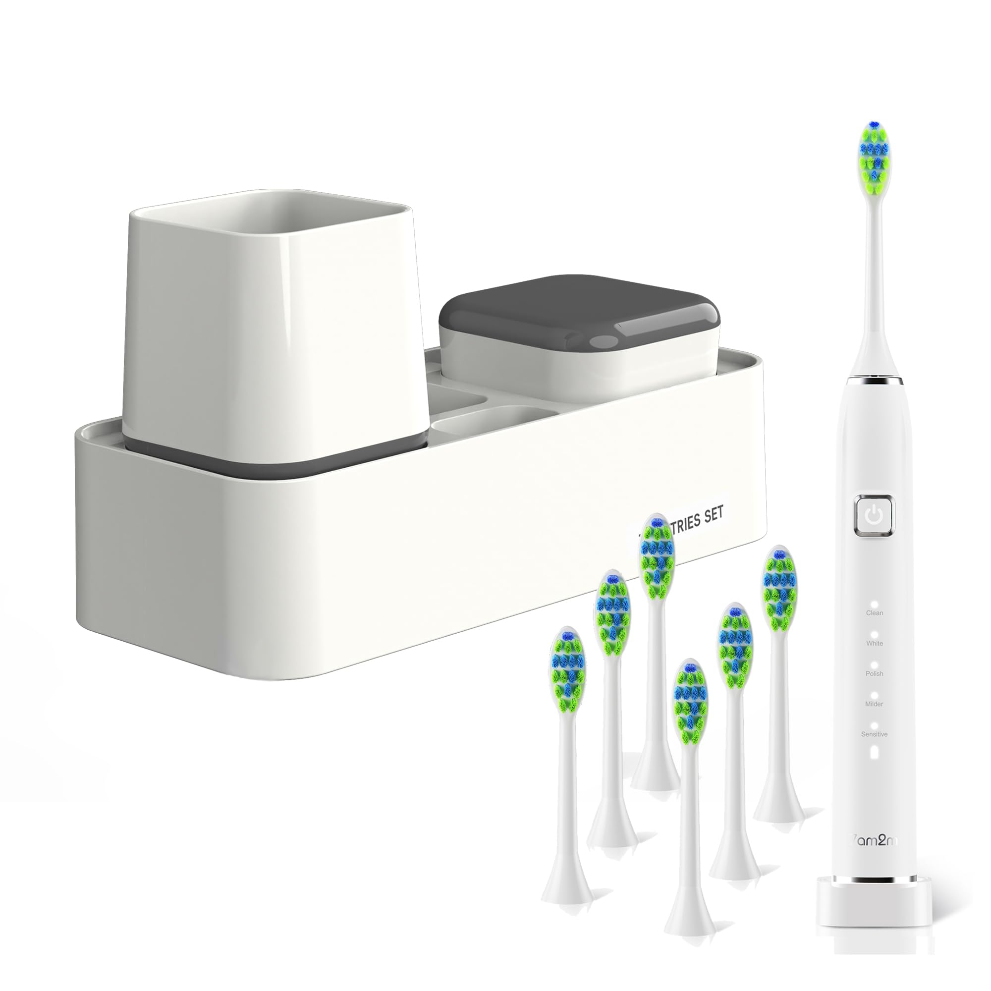 Front view of white 7AM2M sonic electric toothbrush