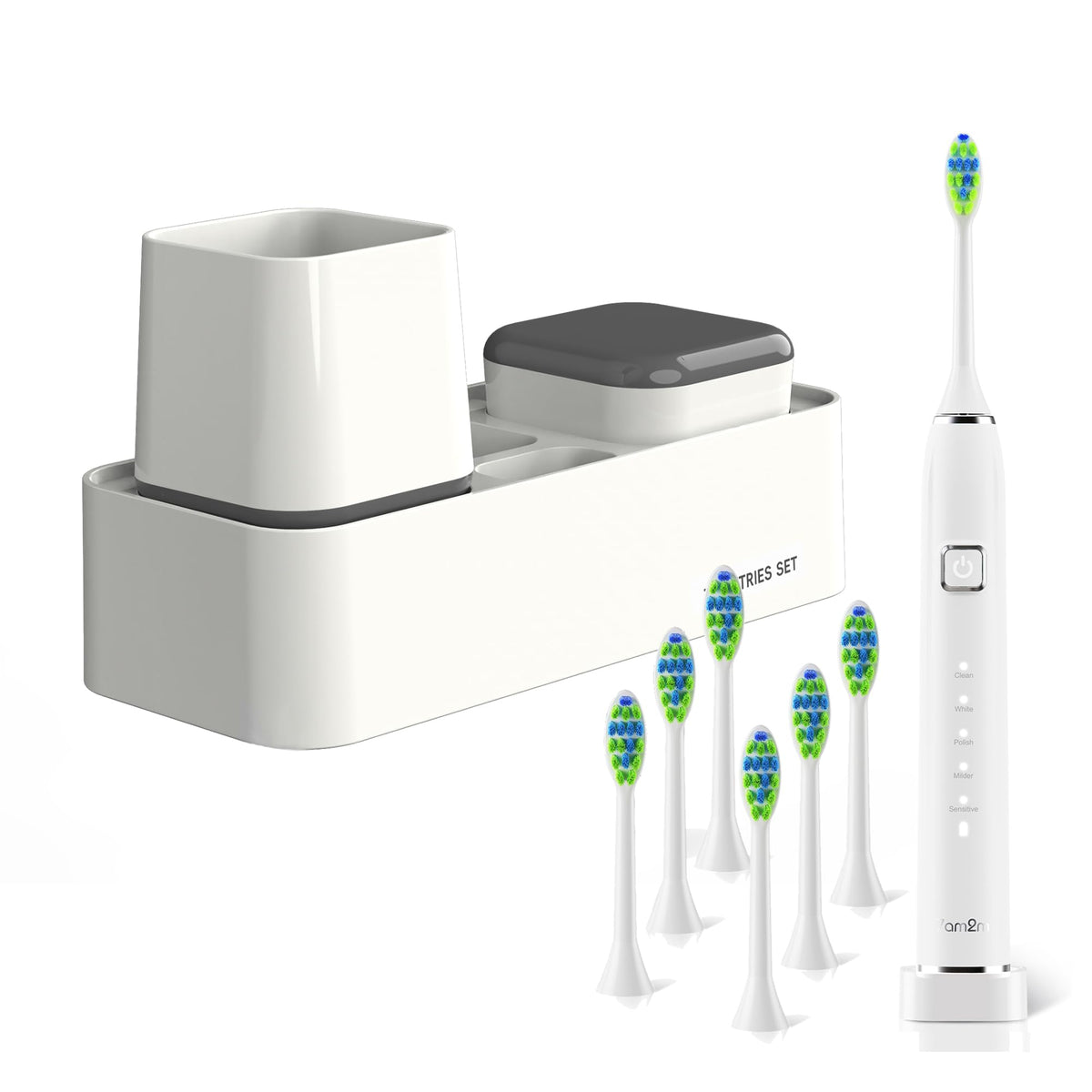 Front view of white 7AM2M sonic electric toothbrush