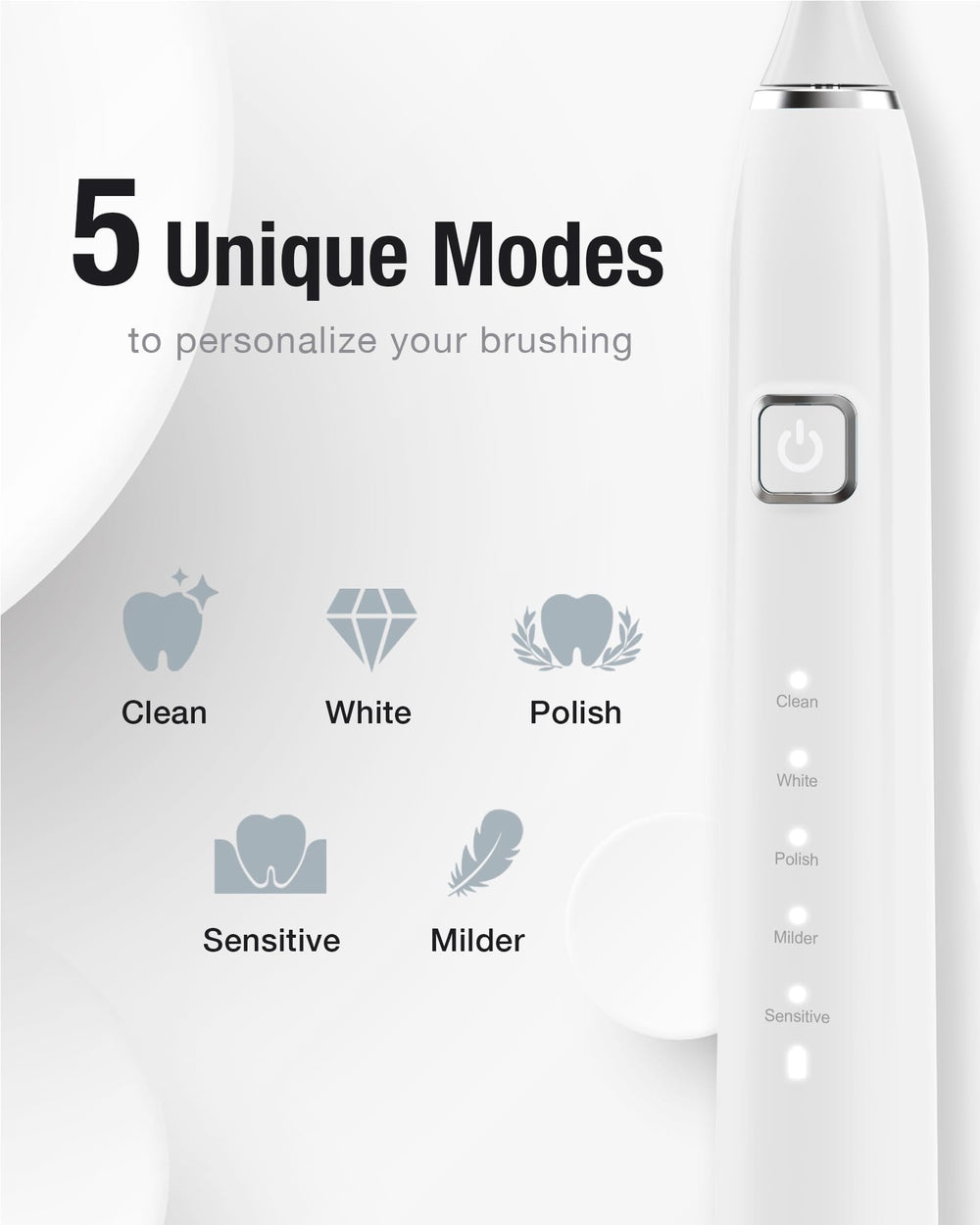 Six replacement brush heads included with 7AM2M toothbrush