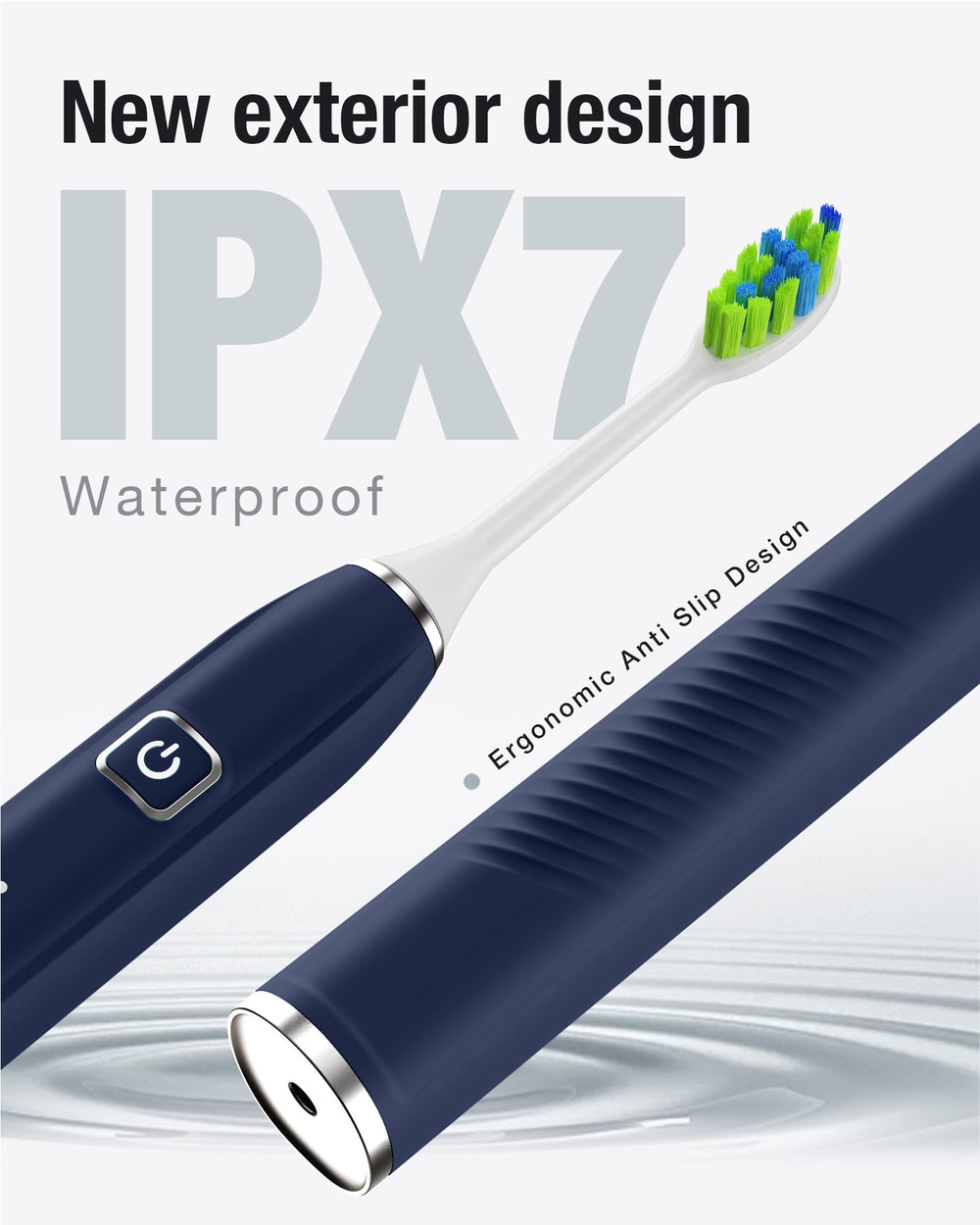W shape brush head design for thorough cleaning