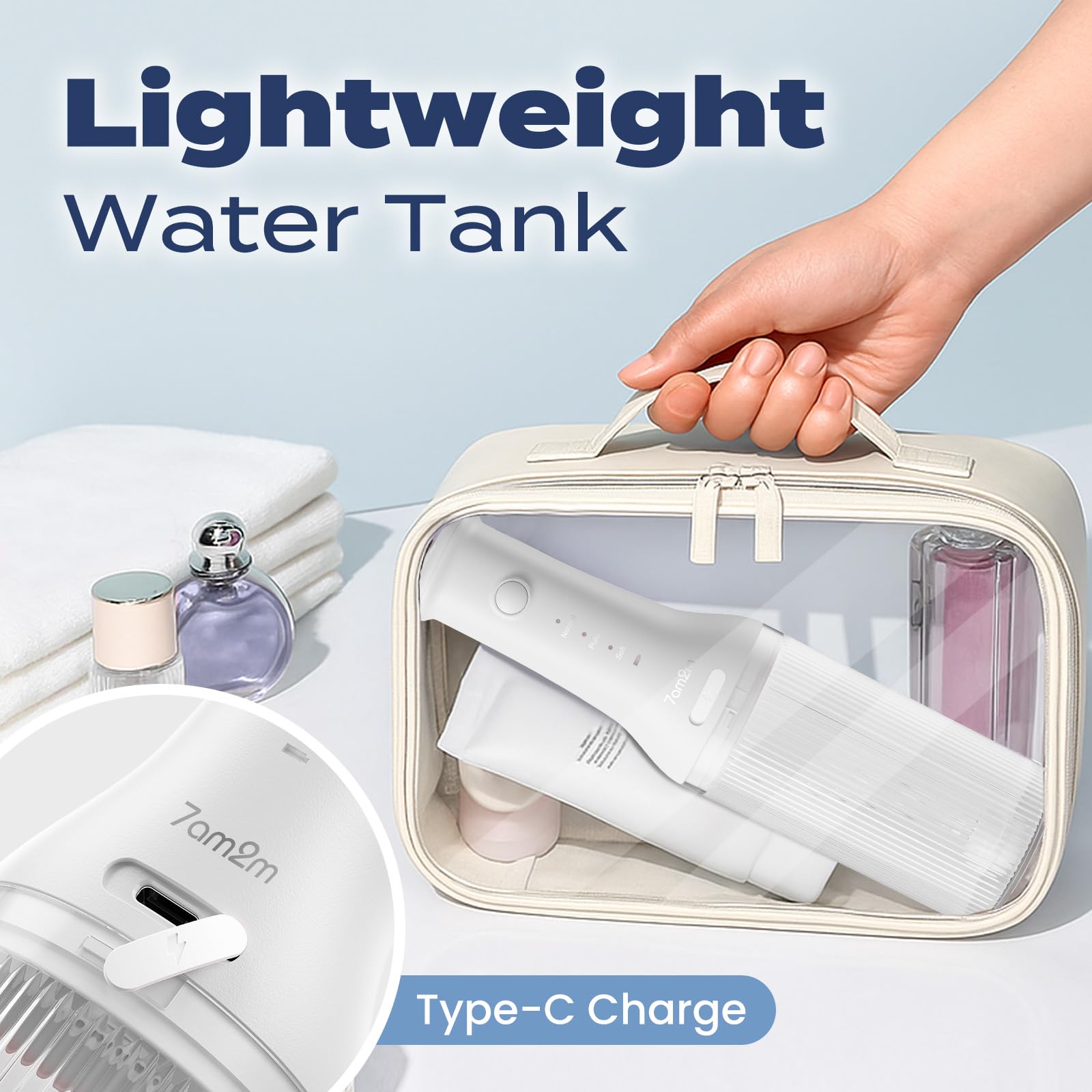 Travel-friendly cordless water flosser for home and on-the-go