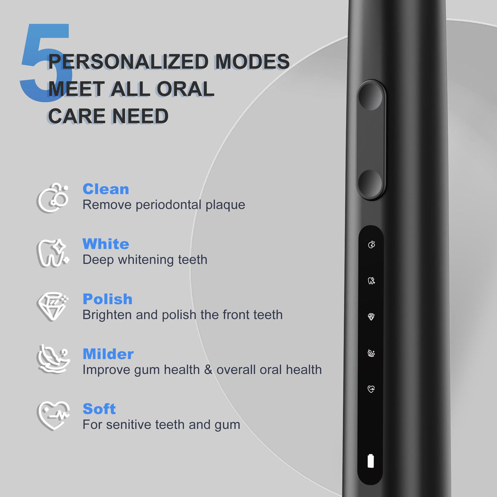 7AM2M Sonic Electric Toothbrush Black - close-up of 5 cleaning modes