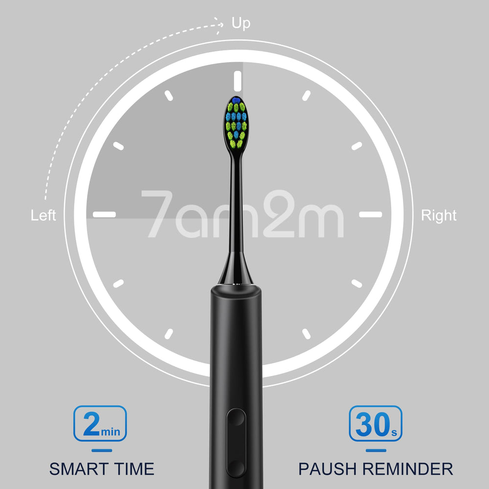 7AM2M Sonic Electric Toothbrush Black - built-in 2-minute timer
