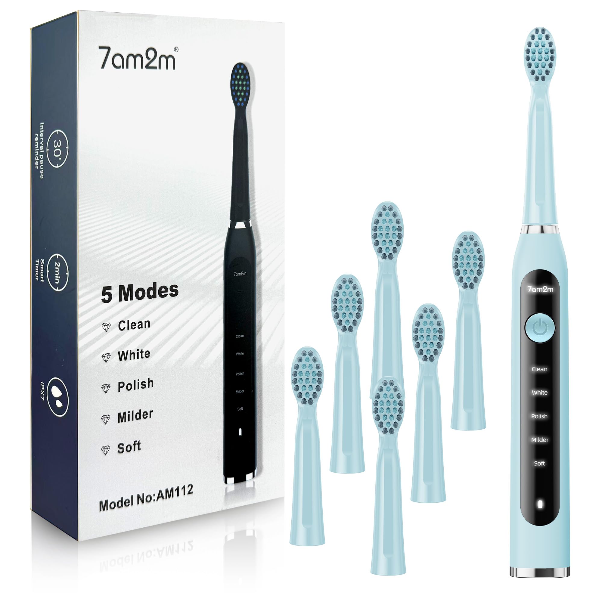 Blue 7AM2M Sonic Electric Toothbrush front view