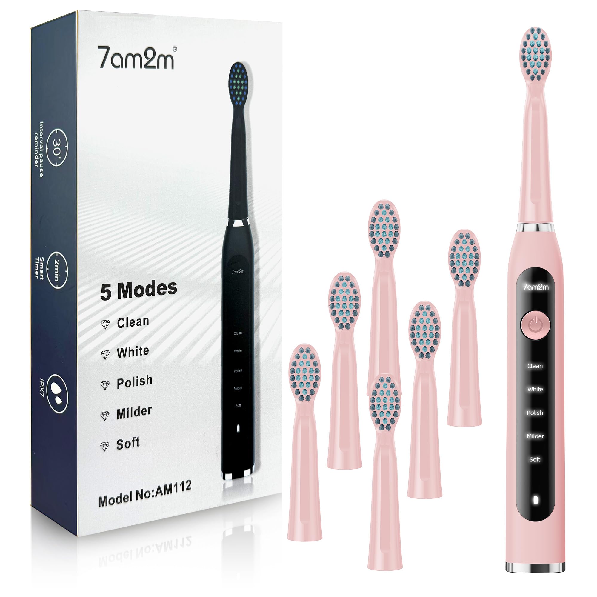 Main view of 7AM2M pink Sonic Electric Toothbrush