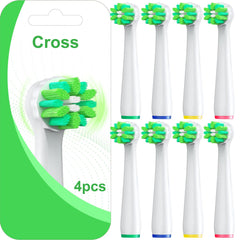 MOFELE 8-pack Cross Clean replacement toothbrush heads for Oral-B Braun in white