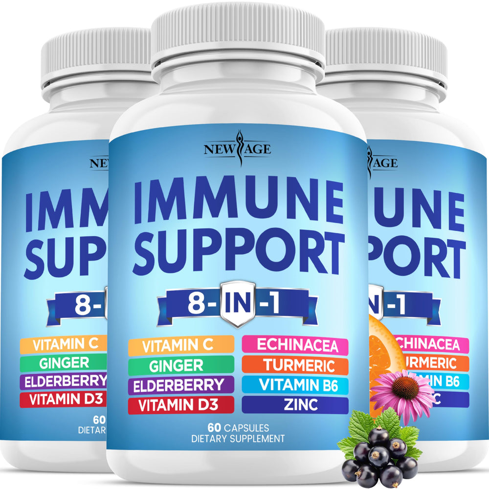 Front view of the 8 in 1 Immune Support Booster Capsule bottle (Pack of 3)