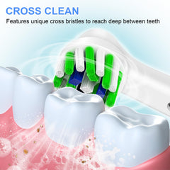 Close-up of Cross Clean brush head with 16-degree angled bristles