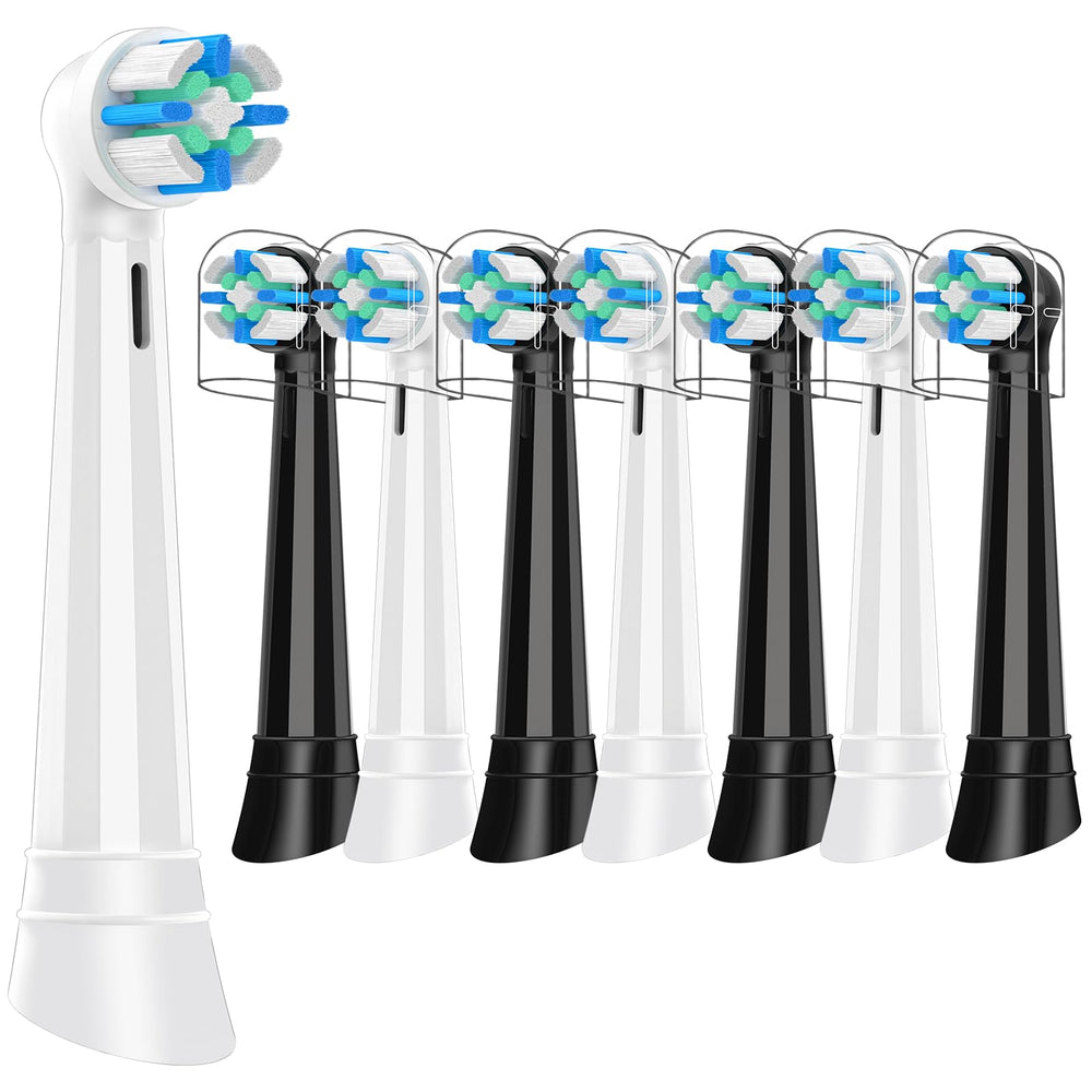 8-pack iO replacement heads in black and white