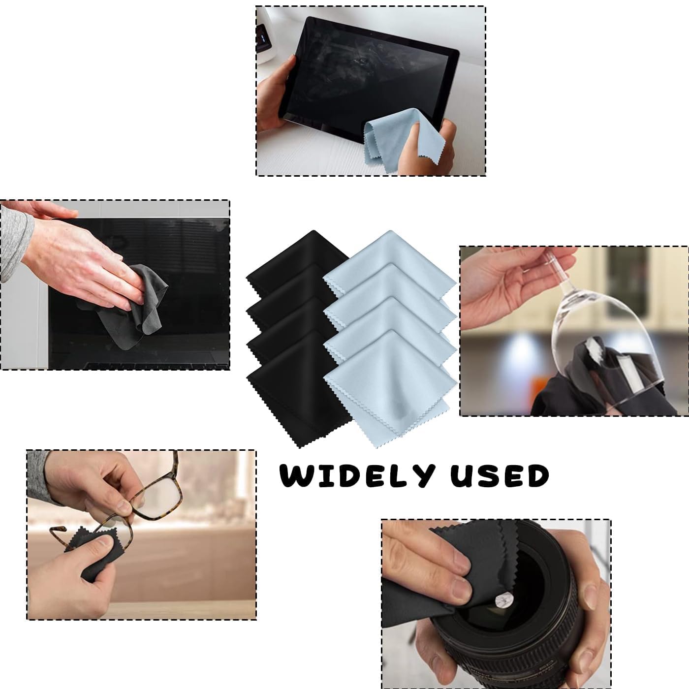 Two-color microfiber cleaning cloths ready for use