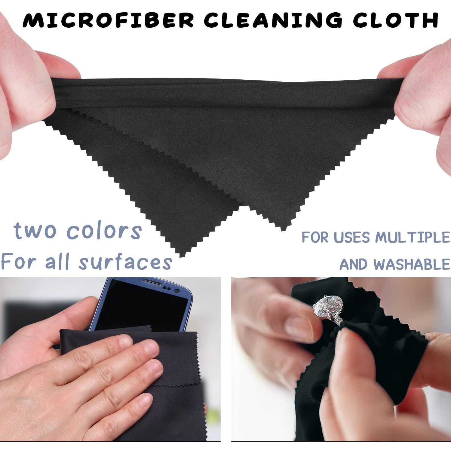 Cloths being used to wipe a smartphone screen