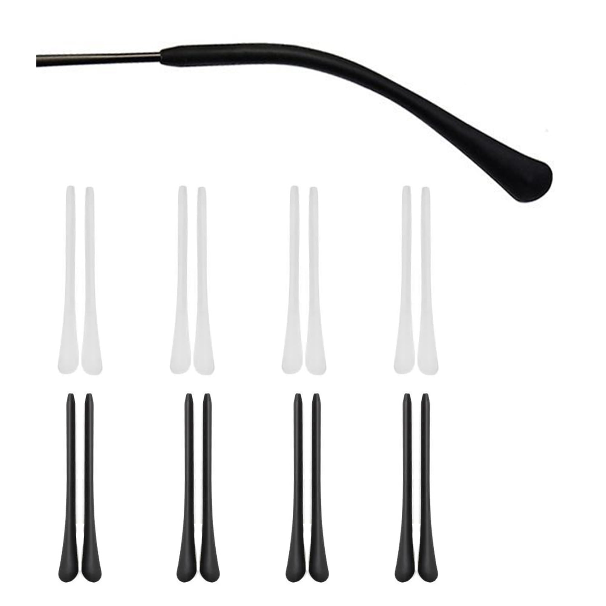 8 pairs eyeglass end tips anti-slip silicone in black and white