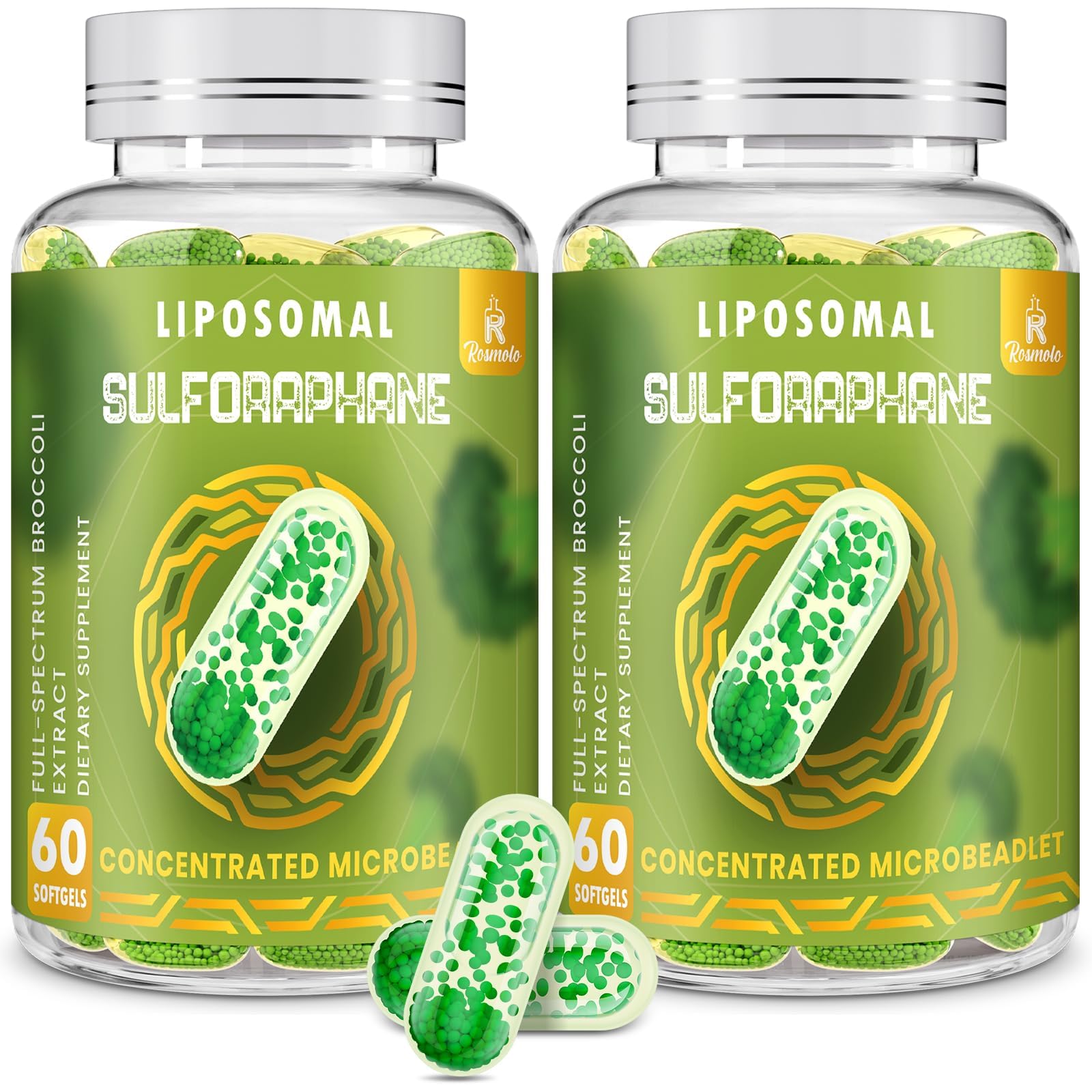 Bottle of 800 mg Liposomal Sulforaphane with dual-delivery system