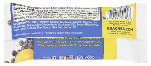 88 Acres Blueberry Lemon Craft Seed Oat Bar ingredients close-up, natural flavors for mindful snacking